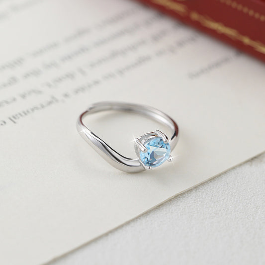 Silver Blue Reflection - Sterling Silver Gems Topaz Ring For Women