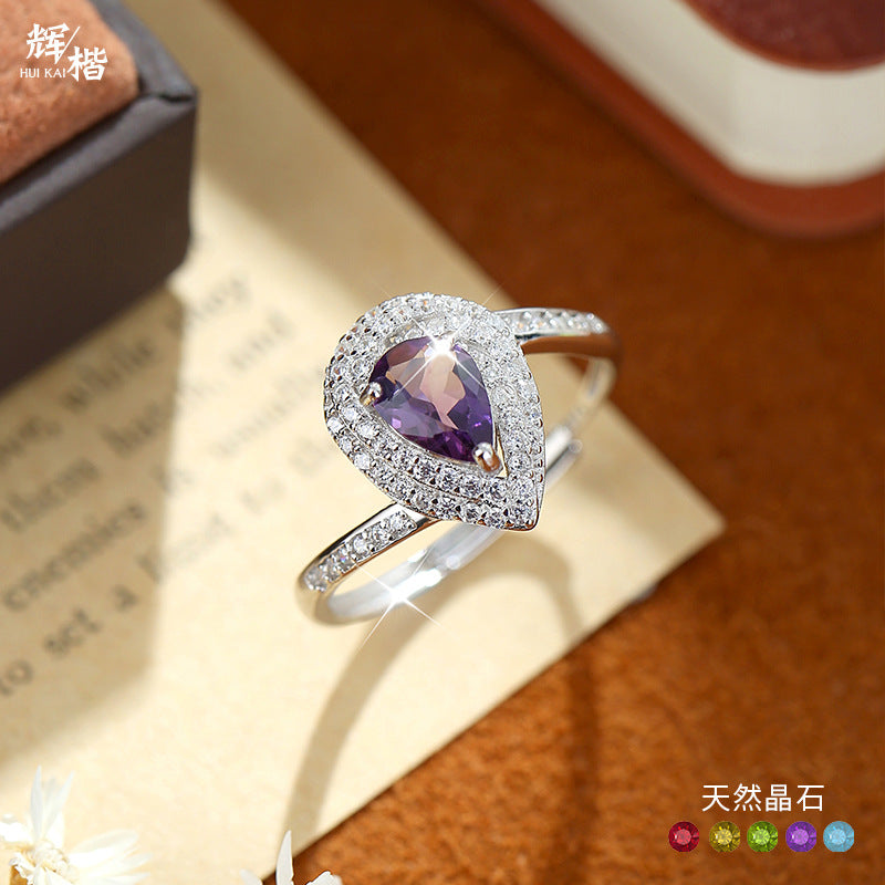 Aqua Drop Blue Topaz Sterling Silver Ring