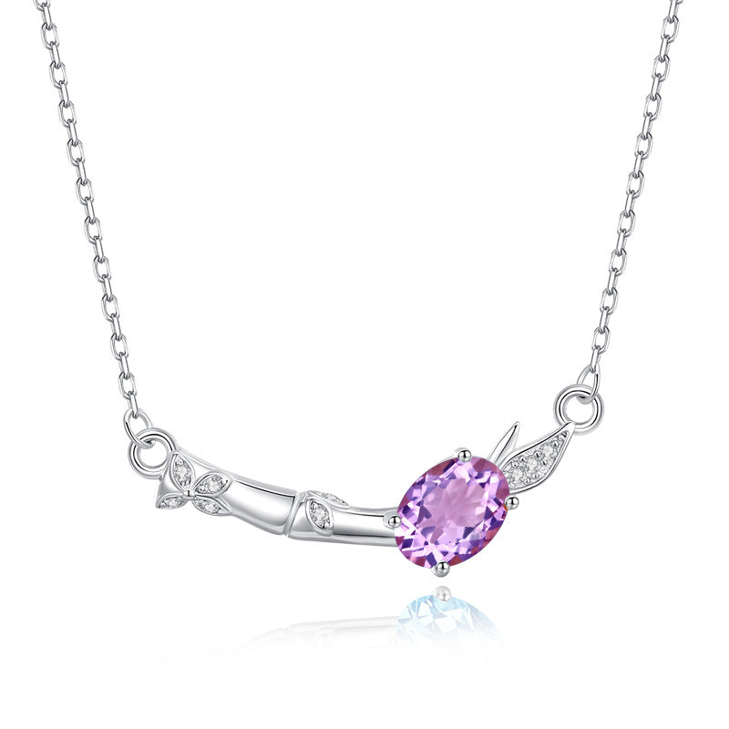 Waterfall Bamboo - Sterling Silver Gems Design Necklace For Women