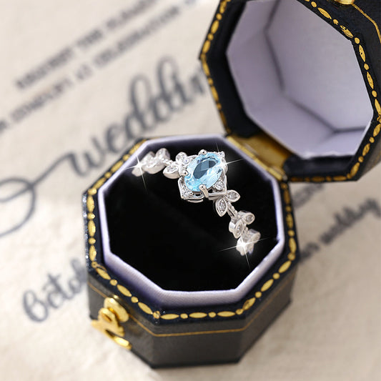 Reina de Hielo - Anillo de piedra natural, joyería llamativa para mujer