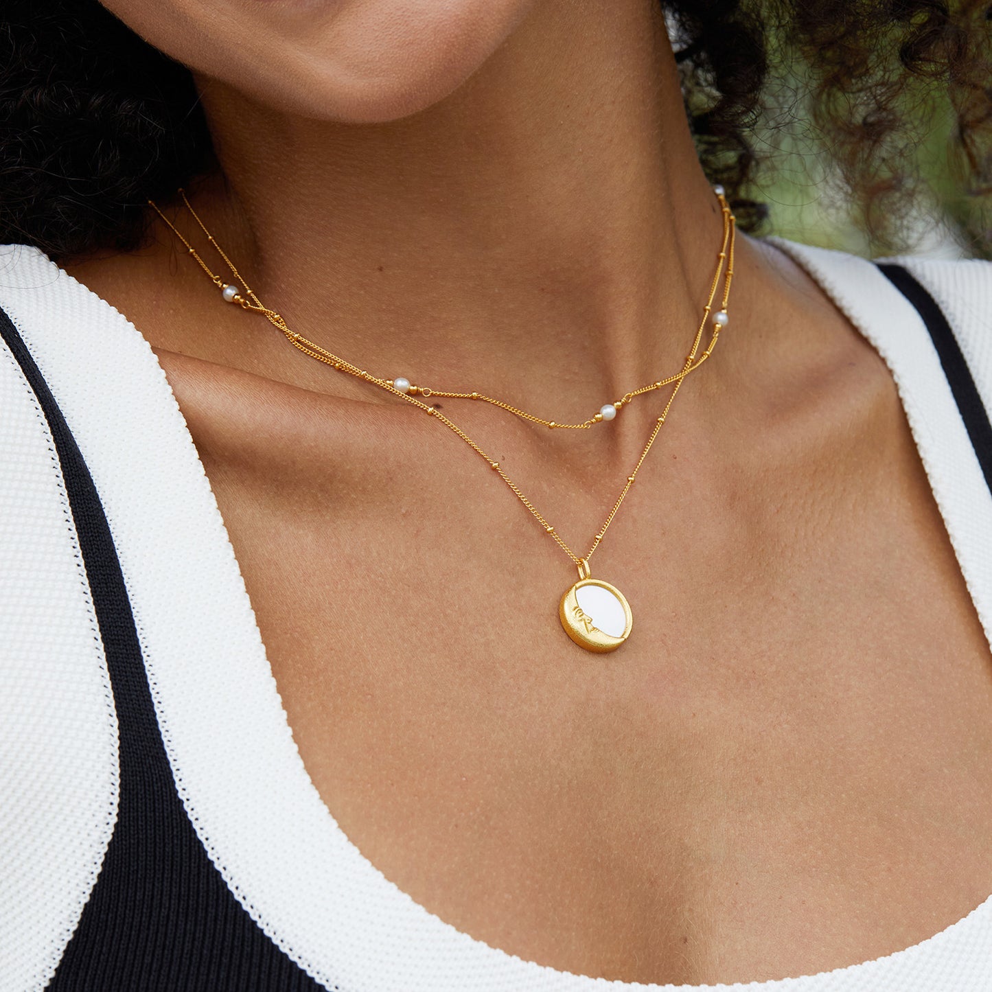 Sun and Star Mother of Pearl Necklace