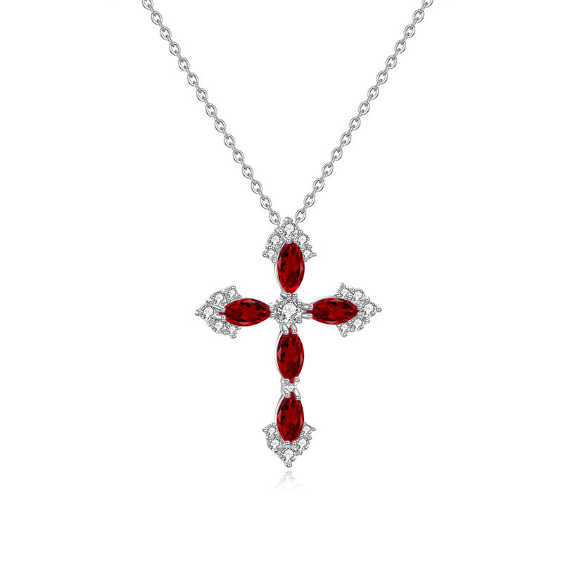 Cross Gemstone Necklace