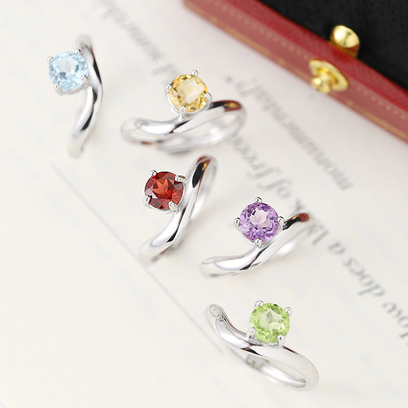 Silver Blue Reflection - Sterling Silver Gems Topaz Ring For Women