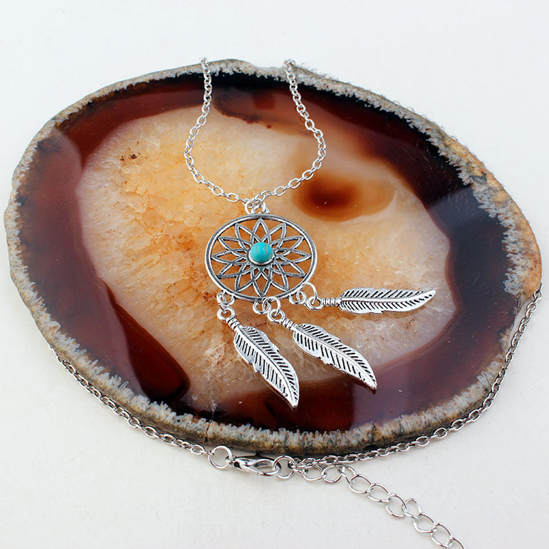 Sea dream catcher - Sterling Silver Turquoise Necklace