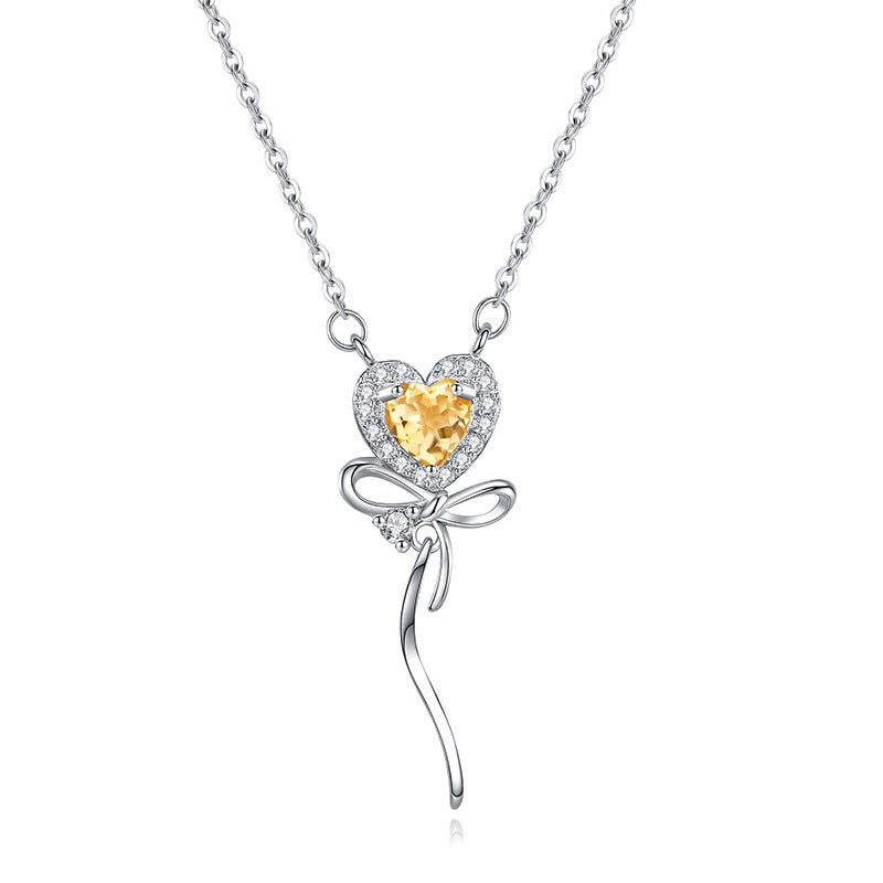 Tidal Heart - Sterling Silver Gems Topaz Design Necklace For Women