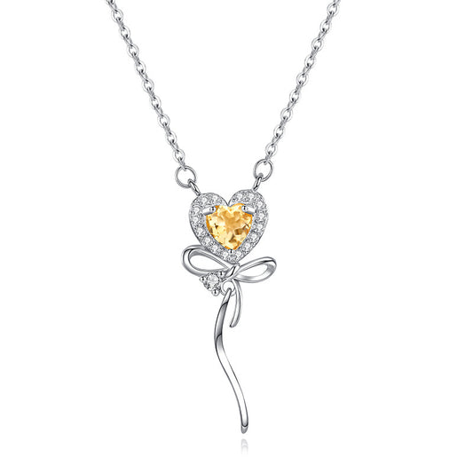 Tidal Heart - Sterling Silver Gems Topaz Design Necklace For Women