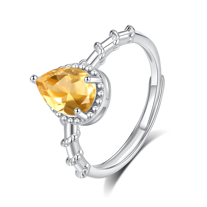 Auqa Glow - Sterling Silver Gemstone Adjustable Ring