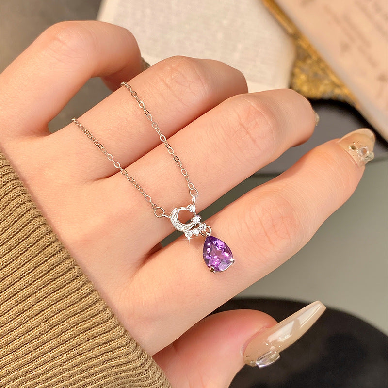 Natural Crystal Silver Necklace – Non-Tarnish Dainty Pendant for Women