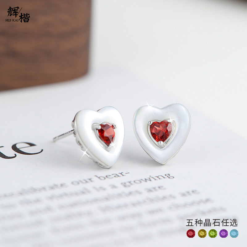 Ocean Heart - Natural Gems & Mother of Pearl Sterling Silver Earrings for Women