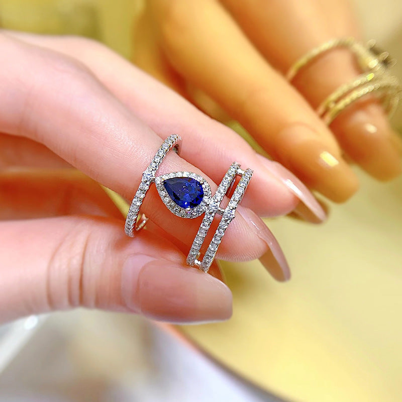 Anillo de Gota de Agua de Tanzanita