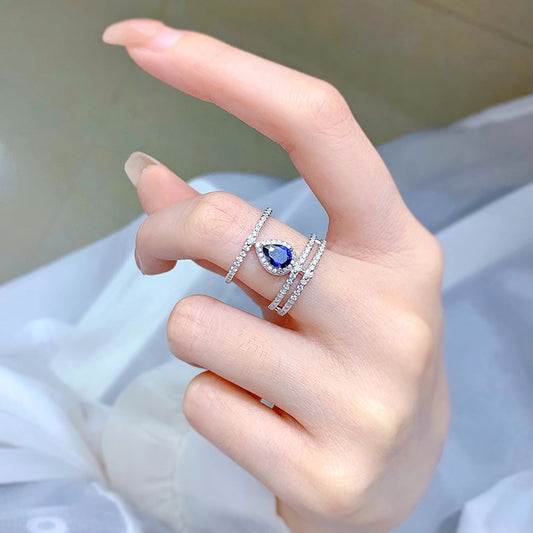 Anillo de Gota de Agua de Tanzanita