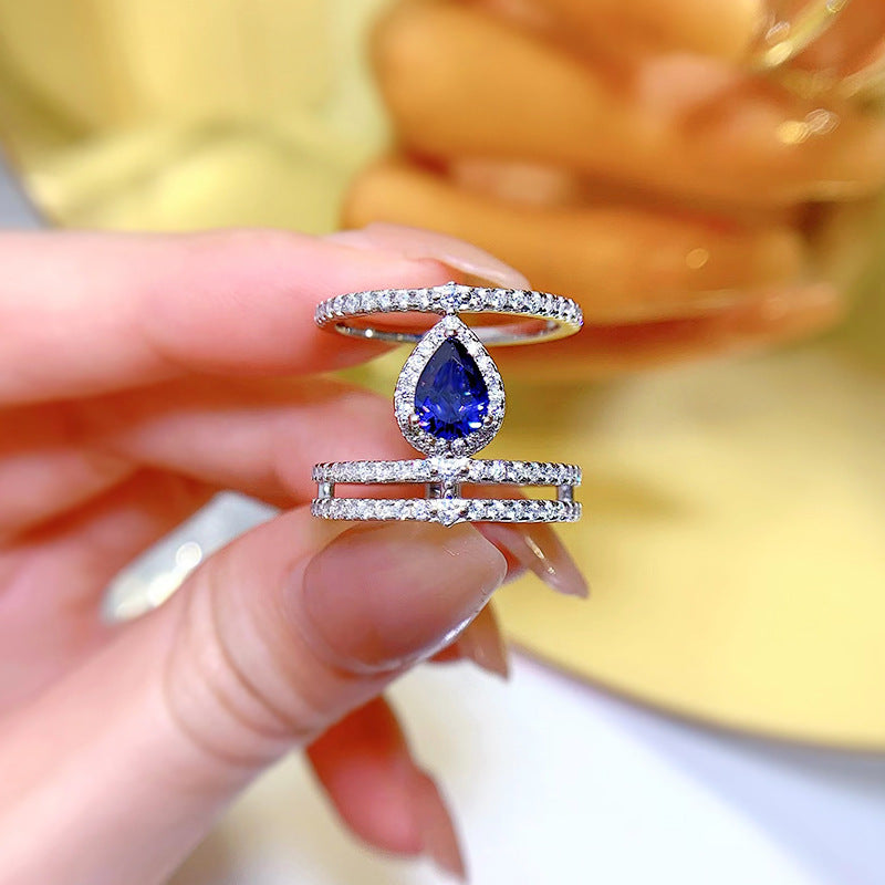 Anillo de Gota de Agua de Tanzanita
