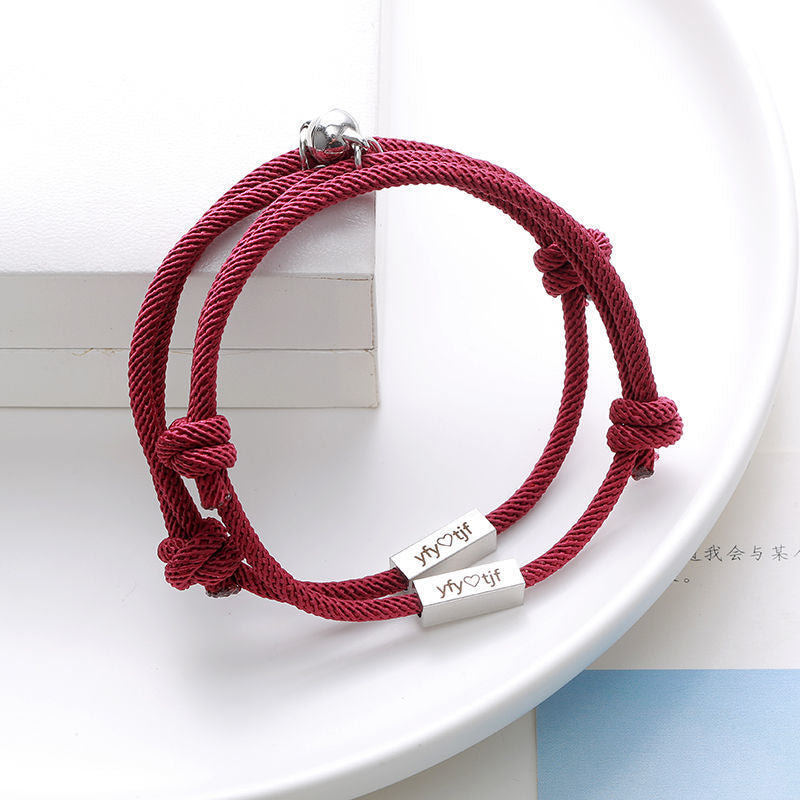 CUSTOM ENGRAVED Magnetic Heart Bracelet for Couples / Loved Ones- Valentine's Day Gift