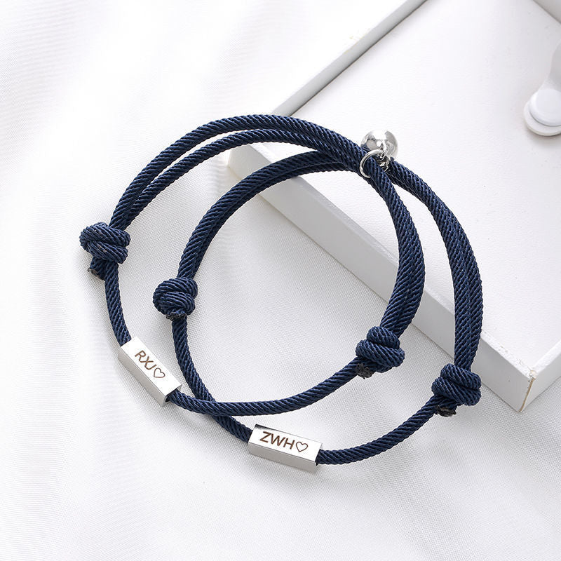 CUSTOM ENGRAVED Magnetic Heart Bracelet for Couples / Loved Ones- Valentine's Day Gift