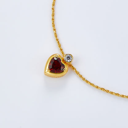 Love Heart Red Garnet Ring