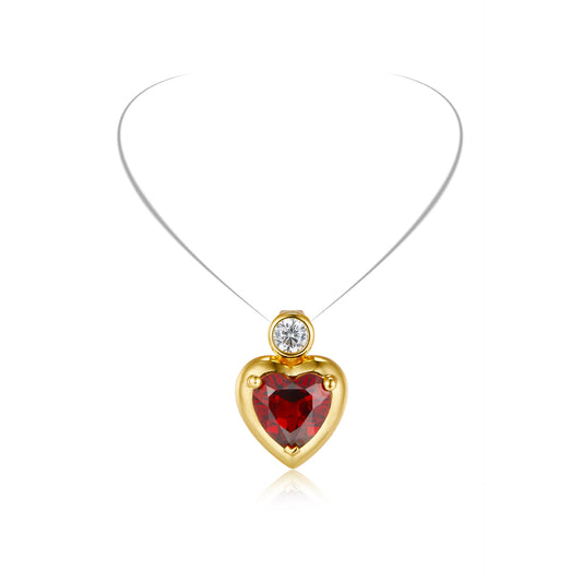 Love Heart Red Garnet Ring