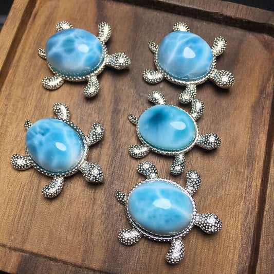 Ocean Kiss Larimar Sea Turtle Necklace