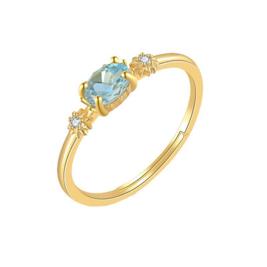 Blue Topaz Gold Plated Ring