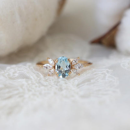 Blue Topaz Adjustable Ring