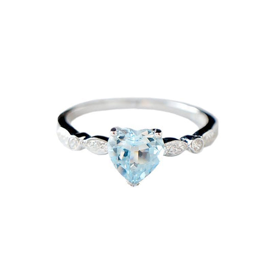 Love Heart Aquamarine Ring