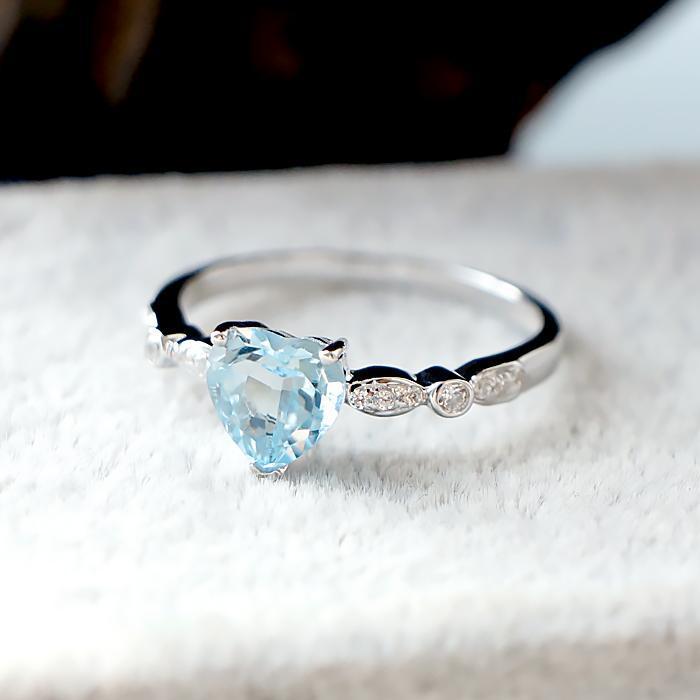 Love Heart Aquamarine Ring