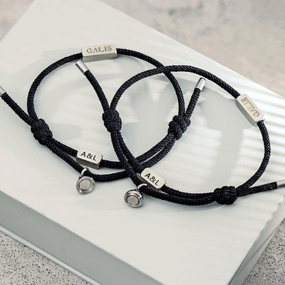 CUSTOM ENGRAVED Magnetic Heart Bracelet for Couples / Loved Ones- Valentine's Day Gift