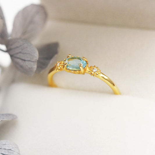 Blue Topaz Gold Plated Ring