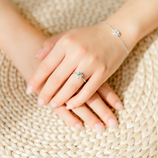 Snowflake Aquamarine Ring
