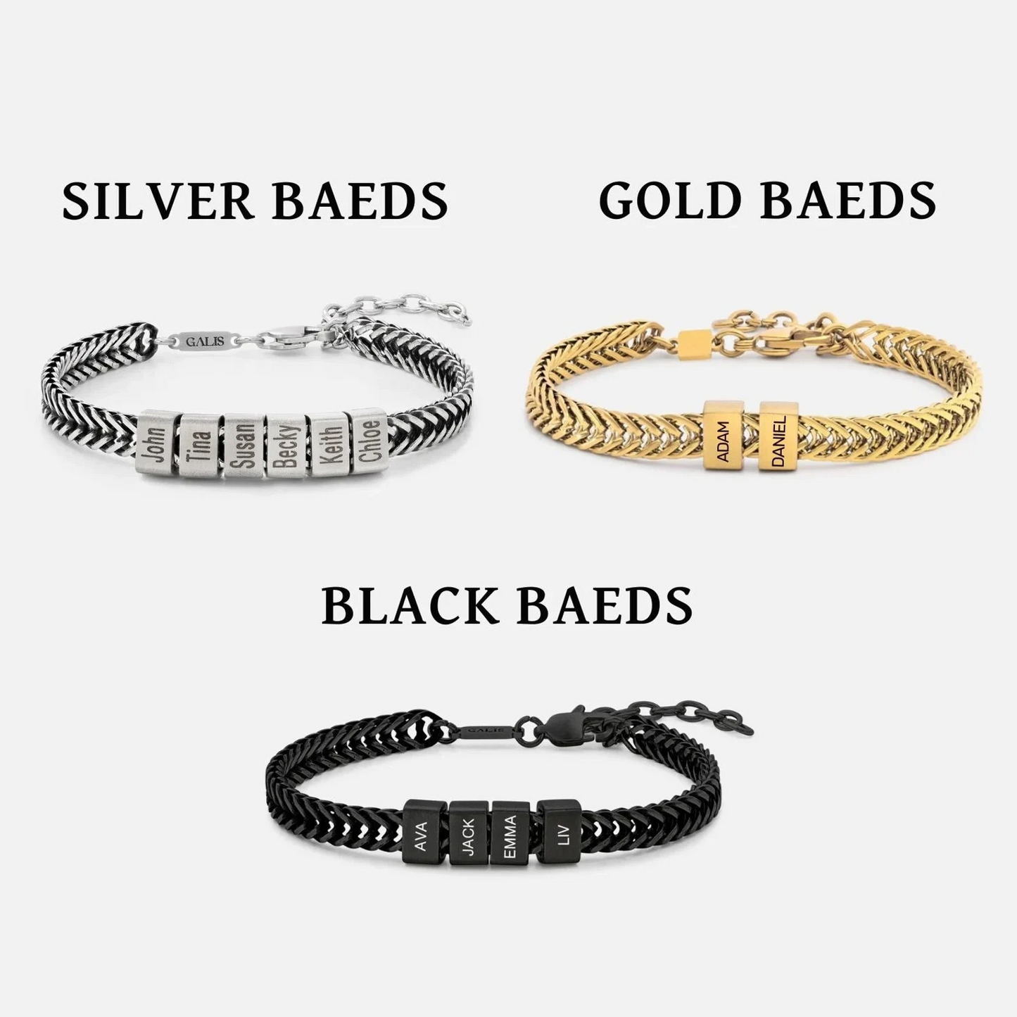 Custom Family Name Bracelet - Gold Father & Kids Name Bracelet, Daddy Jewelry, Perfect Gift for Dad, Husband & Anniversary