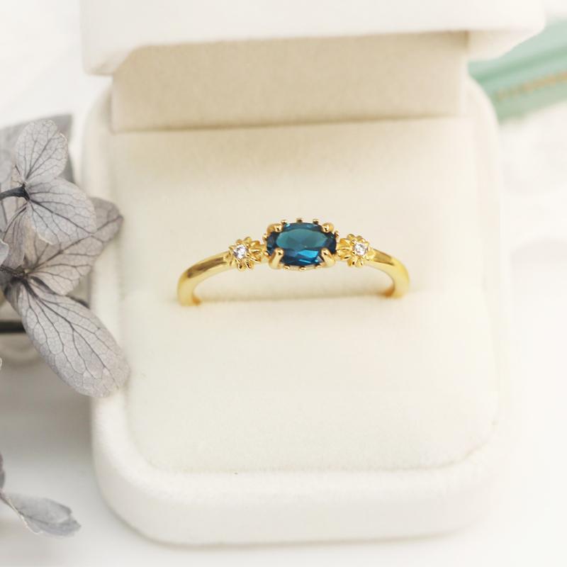 Blue Topaz Gold Plated Ring