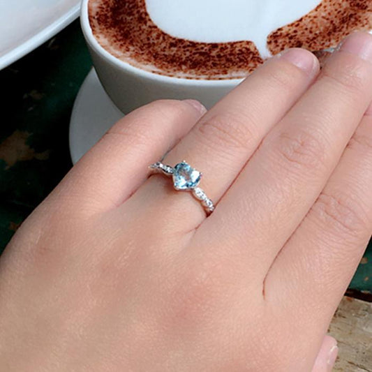 Love Heart Aquamarine Ring