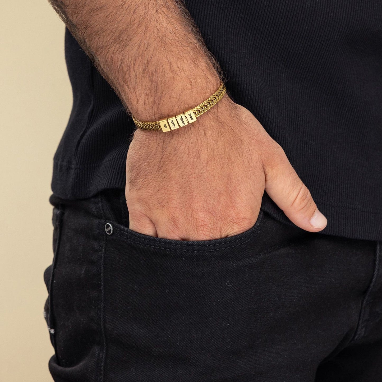 Custom Family Name Bracelet - Gold Father & Kids Name Bracelet, Daddy Jewelry, Perfect Gift for Dad, Husband & Anniversary