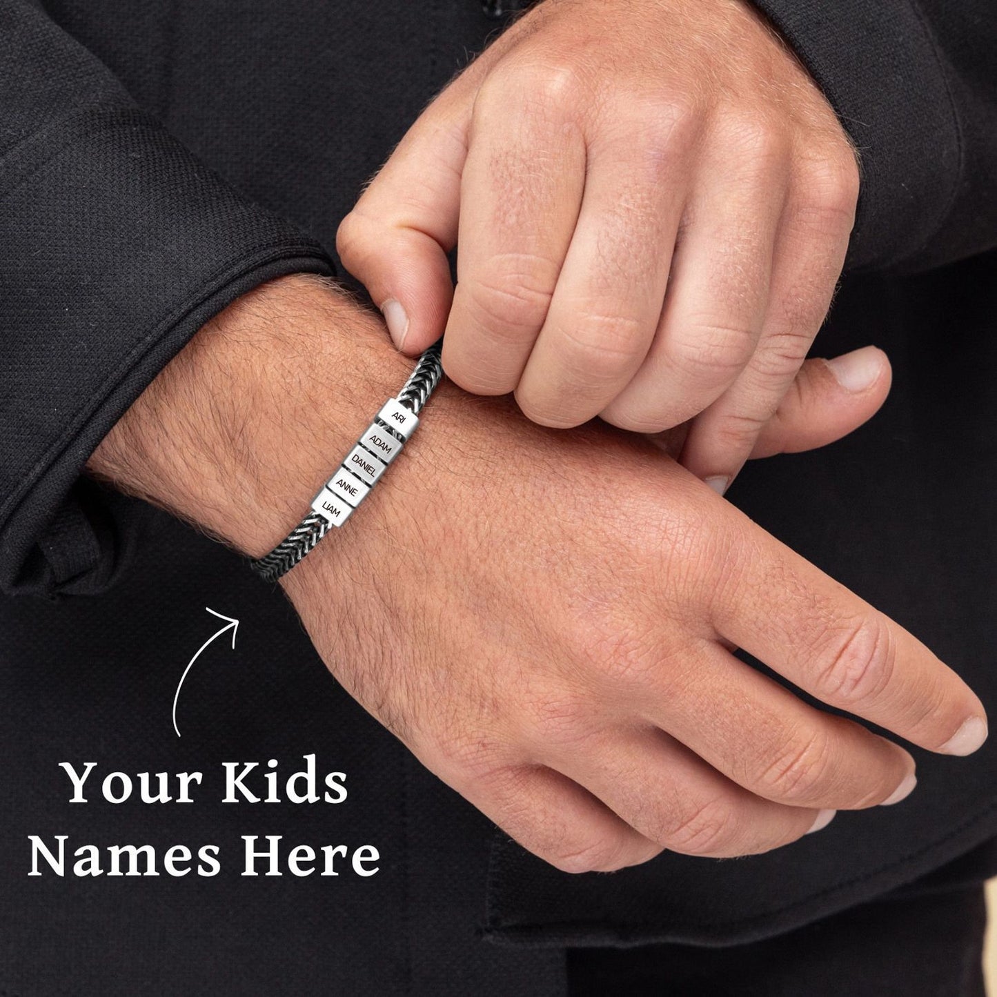 Custom Family Name Bracelet - Gold Father & Kids Name Bracelet, Daddy Jewelry, Perfect Gift for Dad, Husband & Anniversary