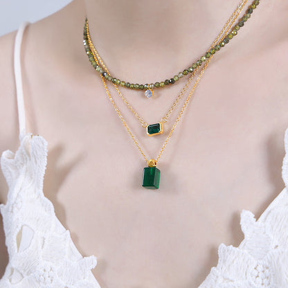 Three Olive Emerald Necklaces（3PCS）