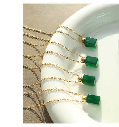 Three Olive Emerald Necklaces（3PCS）