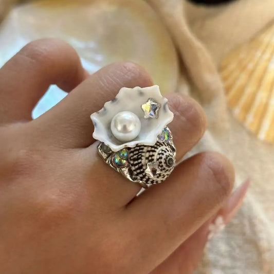 Conch Starfish Shell Adjustable Ring