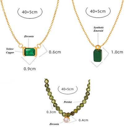 Three Olive Emerald Necklaces（3PCS）