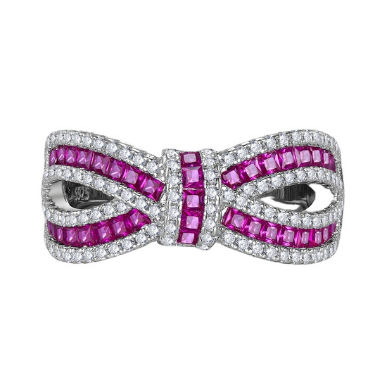 Red Corundum Ring Bow Knot