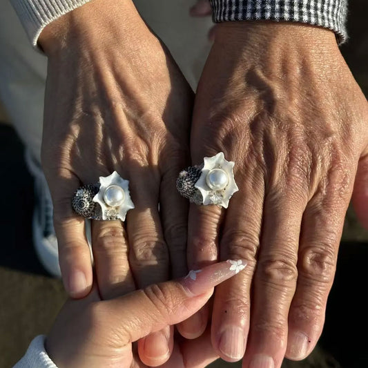 Conch Starfish Shell Adjustable Ring