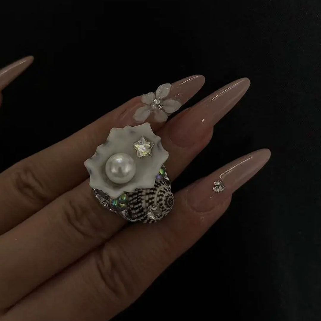 Conch Starfish Shell Adjustable Ring