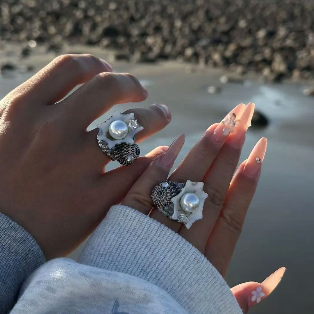 Conch Starfish Shell Adjustable Ring