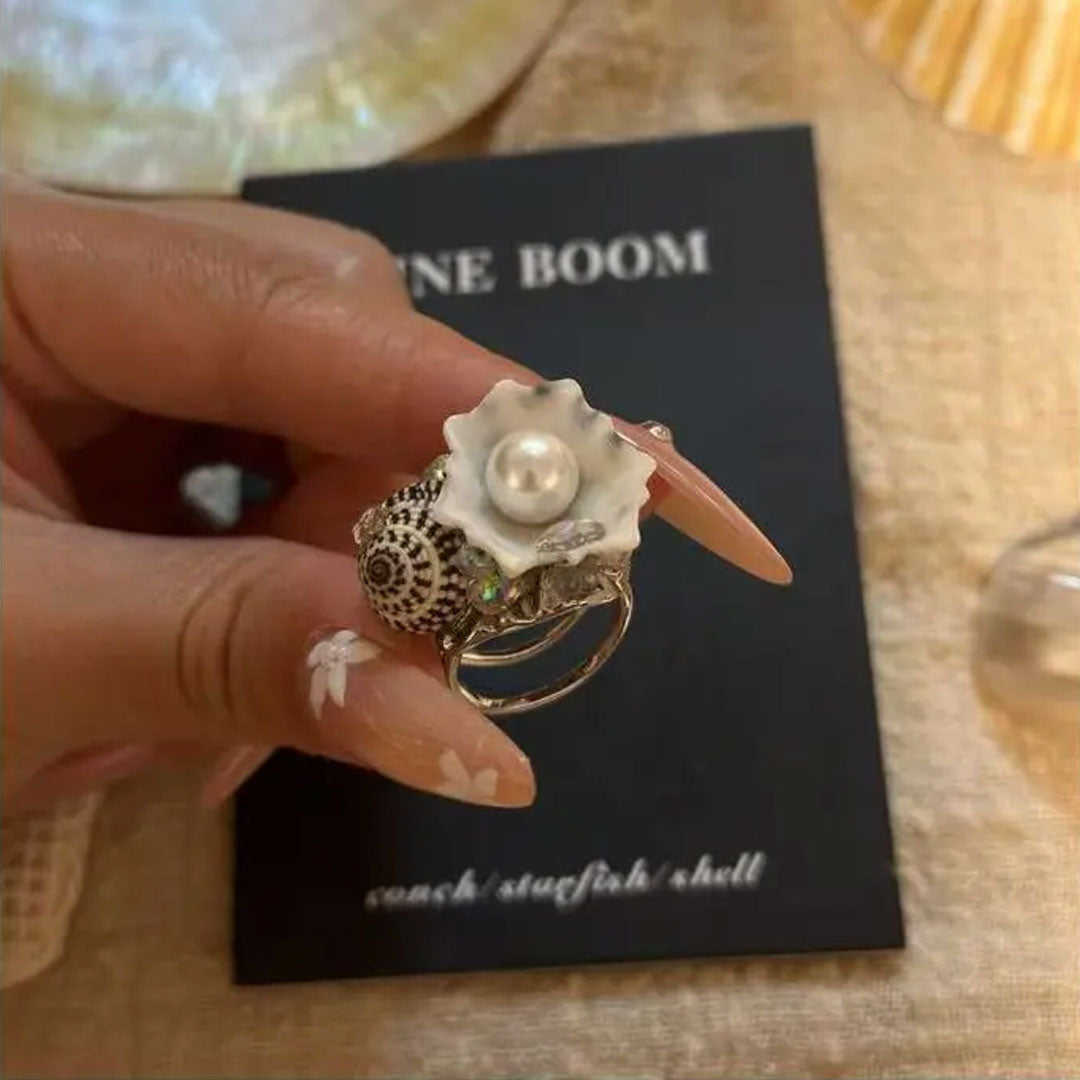Conch Starfish Shell Adjustable Ring
