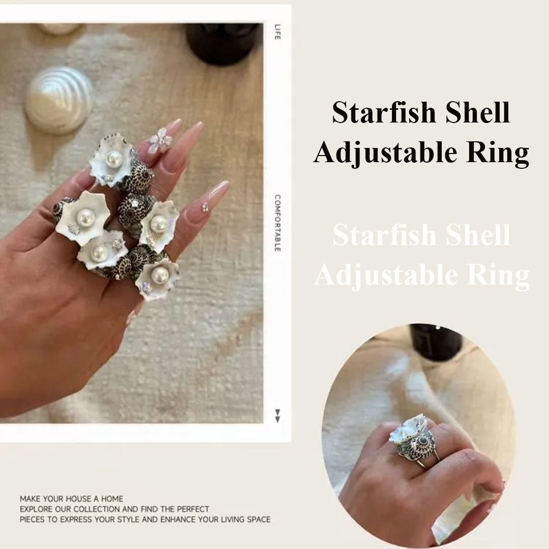 Conch Starfish Shell Adjustable Ring