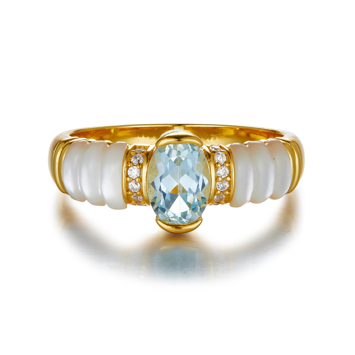 Blue Topaz Mother of Pearl Ring