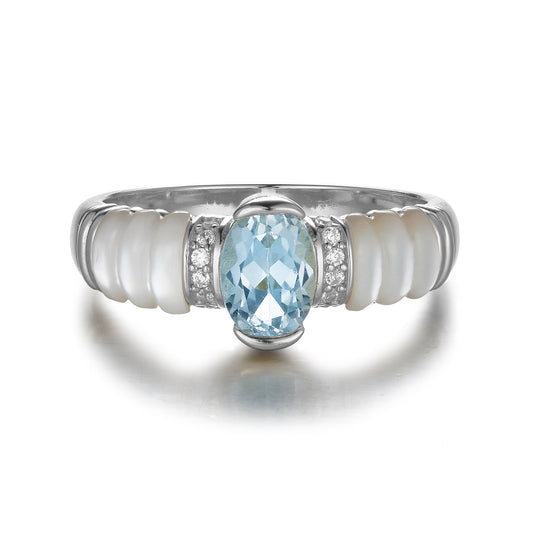 Blue Topaz Mother of Pearl Ring