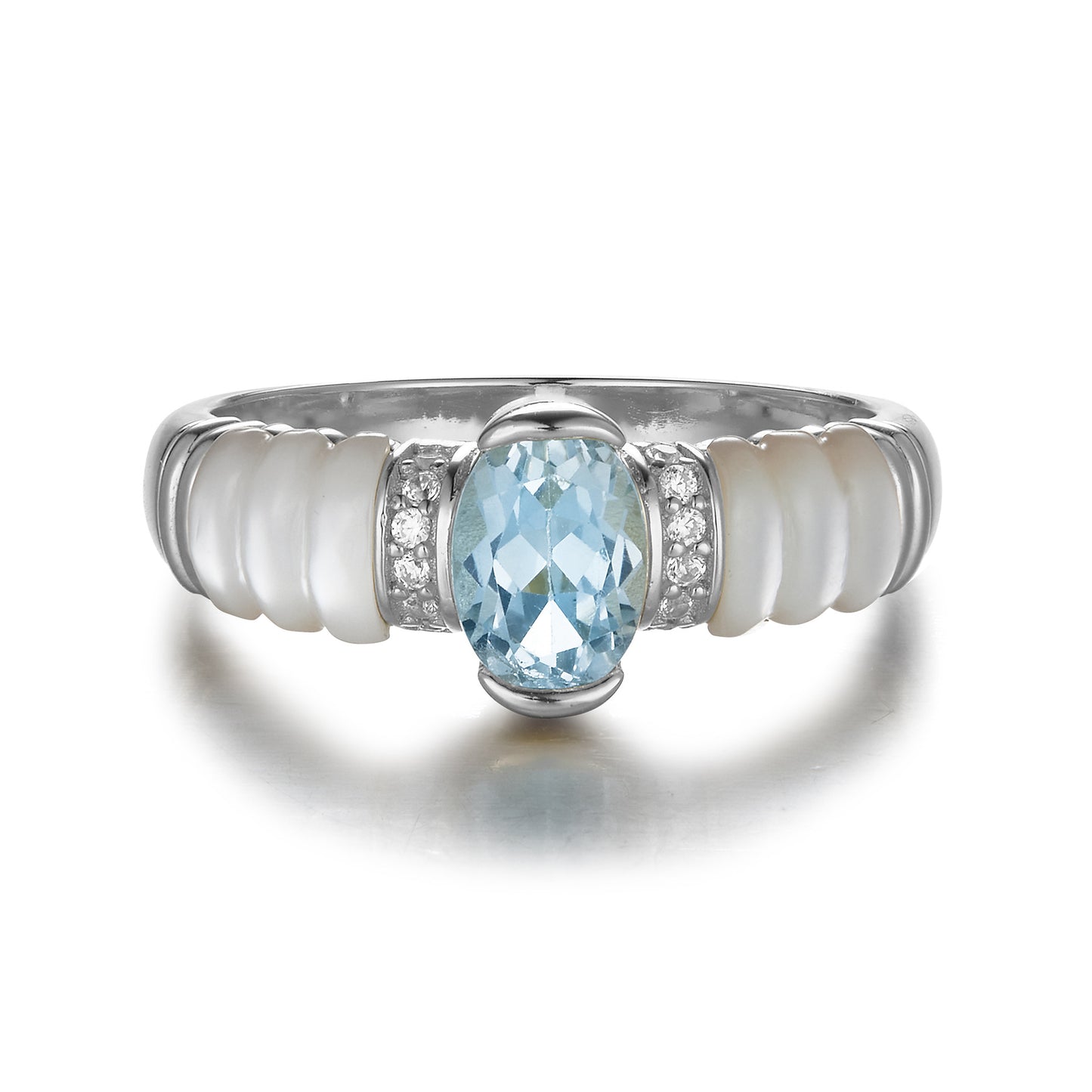 Blue Topaz Mother of Pearl Ring