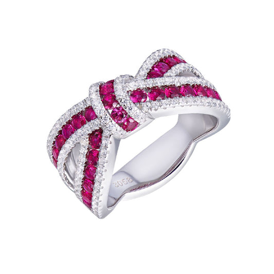 Red Corundum Ring Bow Knot