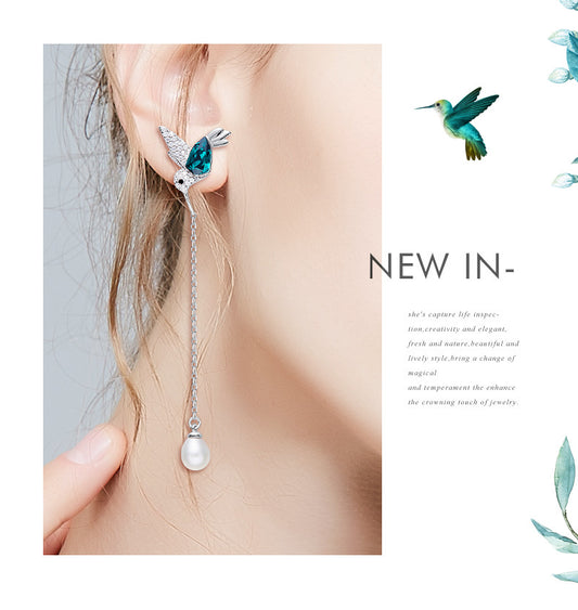 Bluish Hummingbird Earrings🐦