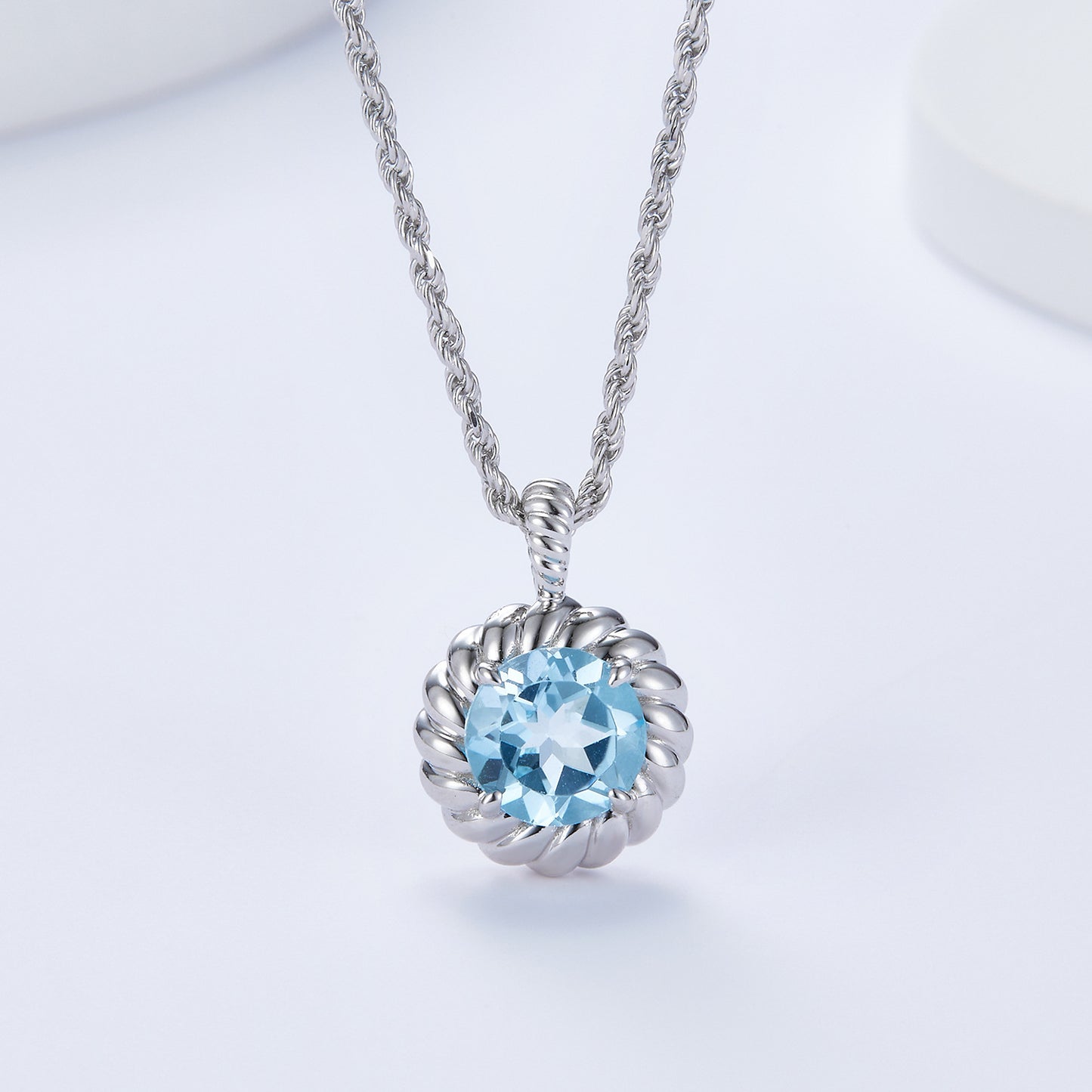 Blue Flower Topaz Necklace