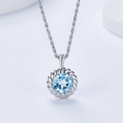 Blue Flower Topaz Necklace